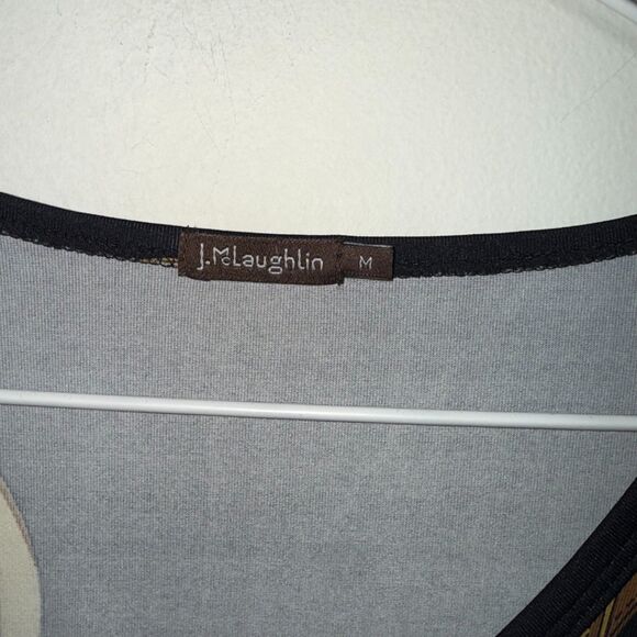 J. Mclaughlin Catalina Cloth V Neck Equestrian Top - Black/Gold M - Picture 3 of 3